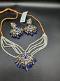 NAVY BLUE ROYAL STYLE EARRINGS & CHOKER FOR ROYAL PEOPLE - NATASHAHS