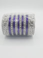 Bangles size 2.65 dia in shade of shiny purple glass bangles adorned with silver embellished kadas with silver embellishments - NATASHAHS