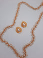 Gold-plated imitation white pearls gajra maala with dubai gold plated earrings - NATASHAHS