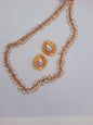 Gold-plated imitation white pearls gajra maala with dubai gold plated earrings - NATASHAHS