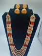 Hyderabadi style maroon and Red maala with imitation gold jhumkas - NATASHAHS