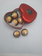 Valentine heart shape red tin gift box filled with Ferrero chocolates Gift for oyur loved ones