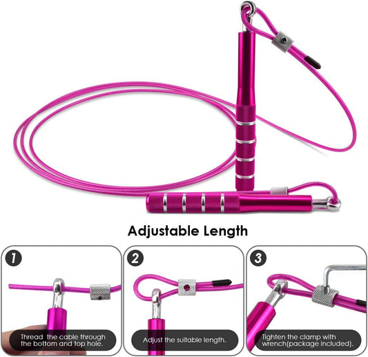 PACETAP Jump Rope, Adjustable Steel Wire Skipping Rope, Workout for Double Unders, Cross Fitness, Boxing, Exercise, Professional Speed Rope with Swivel Ball Bearing for Men & Women