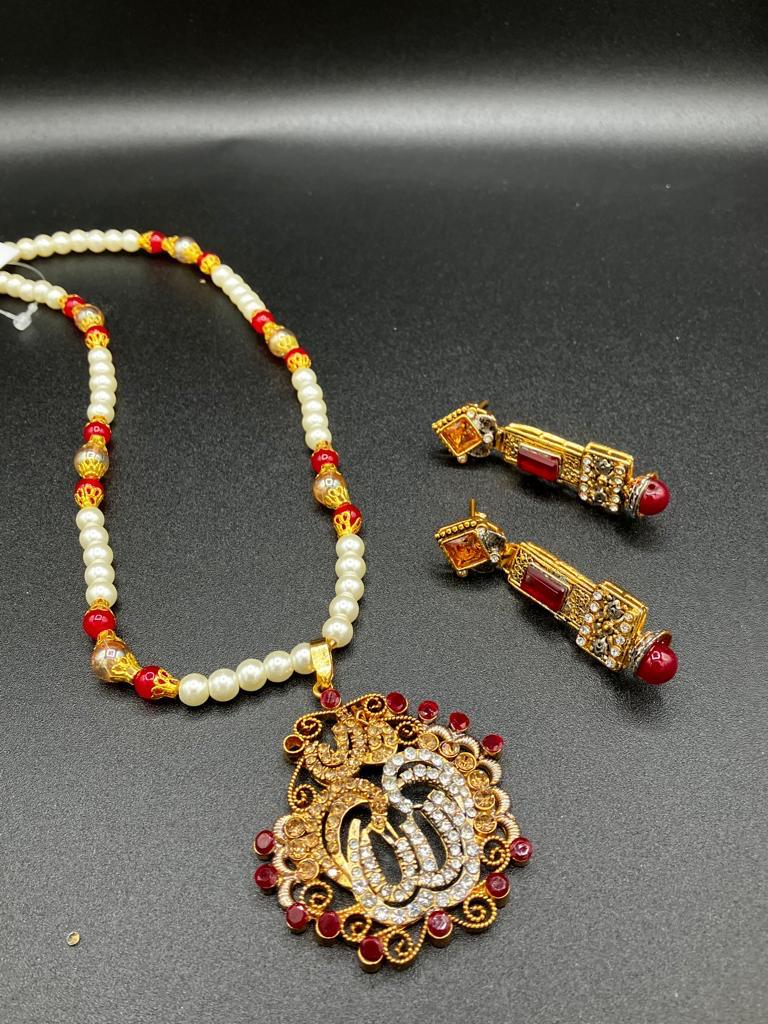 Allah Pendant Necklace For Women Islamic embellished with zircons and semi precious stones Jewelry Gifts - NATASHAHS