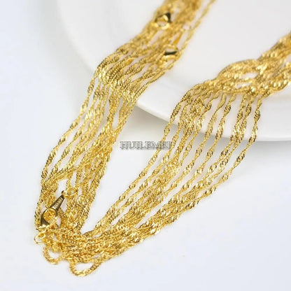 2mm Gold Color Water Wave Chain Necklaces 20" Fashion Jewelry Necklace Chains - NATASHAHS