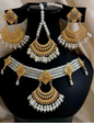 White guluband choker with earrings and teeka - NATASHAHS
