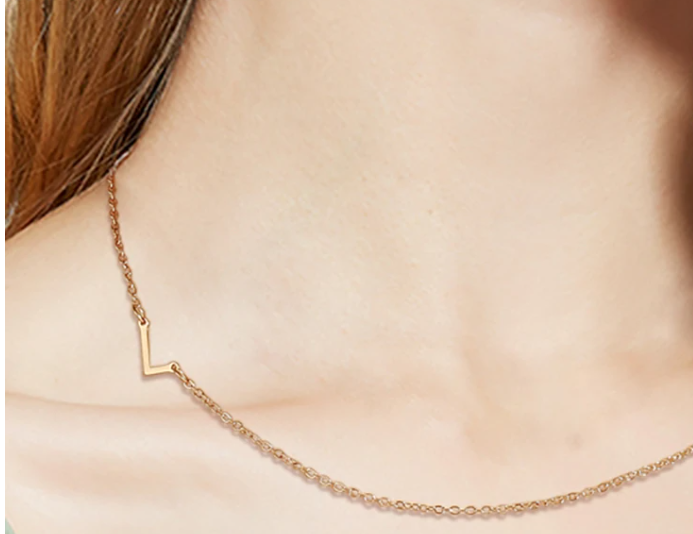 Custom Sideways Initial Letter Necklaces For Women Jewelry Stainless Steel A-Z Alphabet Personalized Necklace Gift - NATASHAHS