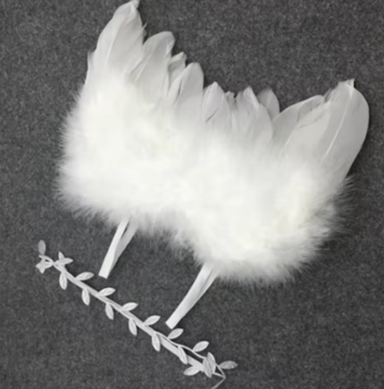 Accessoires de photographie nouveau-né Ailes d'ange blanches Accessoires photo bébé Ailes de plume Filles Cheveux Enfants Accessoires capillaires de photographie de bébé
