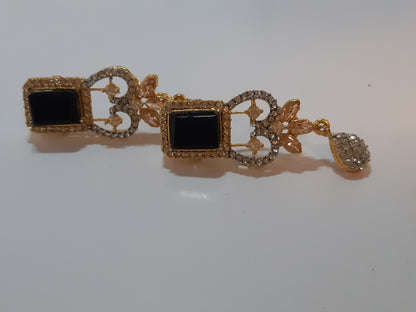 Red Bold Big sized Earrings with golden base - NATASHAHS