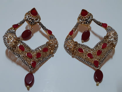 Blue stones Spade Style Earrings with Gold-plated Base - NATASHAHS