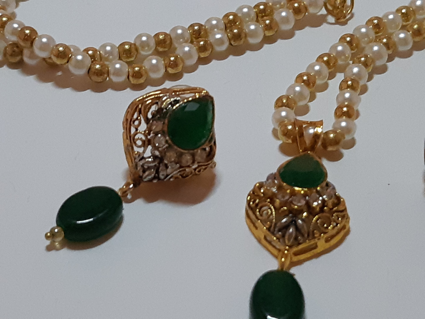 Maroon Golden Base Pendant Set - NATASHAHS