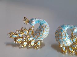 Dark Green Peacock Earrings - NATASHAHS