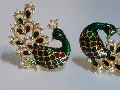 Dark Green Peacock Earrings - NATASHAHS