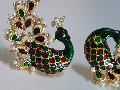 White & Black Peacock Earrings - NATASHAHS