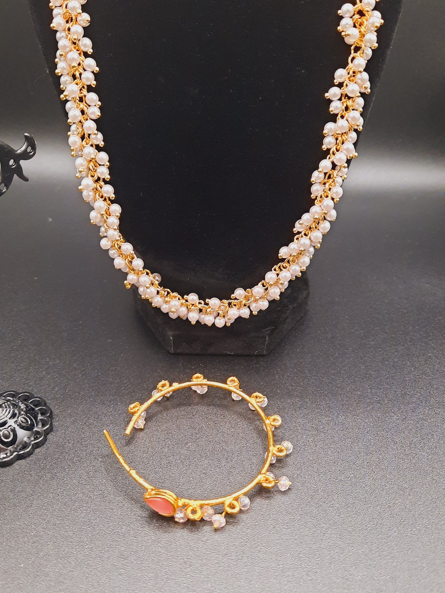 Hoop earrings with Pink semi-precious stones - NATASHAHS