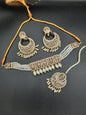 Hyderabadi gold plated jewelry set with choker, earrings &teeka - NATASHAHS