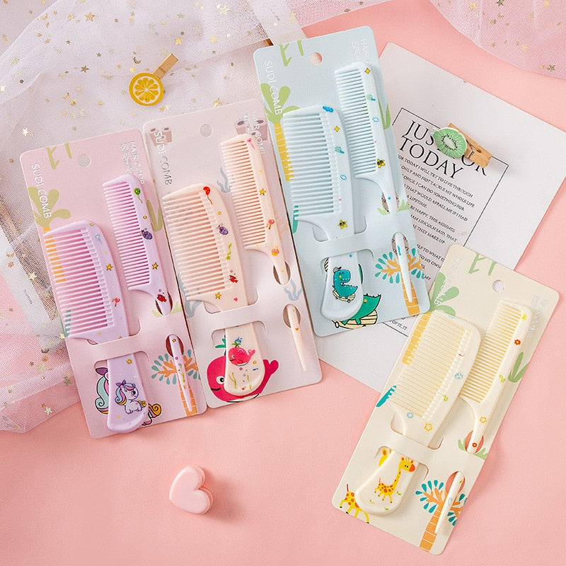 2pcs/set Cute Kids Hairdressing Comb Anti-static Pointed Tail Comb for Girls Strawberry Fruit  Hair Cmb Kids Hair Comb - NATASHAHS