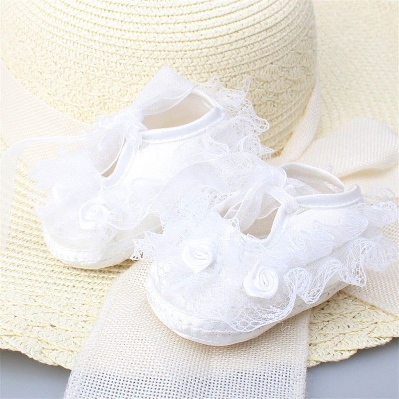 Baby Girl Shoes First Walkers Lace Floral Newborn Baby Shoes Princess Infant Toddler Baby Shoes for Girls Party - NATASHAHS