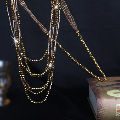 Crystal Beads Long Layers Sweater Chain for Women Graceful Strand Necklaces 2021 Summer New Lady Neck Jewelry Accessories