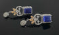 Navy Blue Cleopatra style earrings with silver base - NATASHAHS