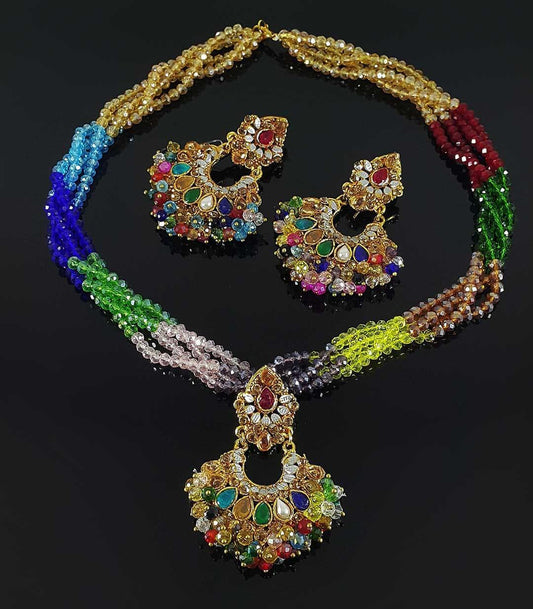 Trapezoid Crystal Earrings & Pendant Set - NATASHAHS