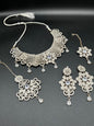 Silver zircon stones bridal jewelry set - NATASHAHS