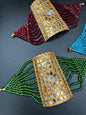 Egyptian style Rectange Gold Plated Bracelets with colored beads - NATASHAHS