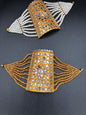 Egyptian style Rectange Gold Plated Bracelets with colored beads - NATASHAHS