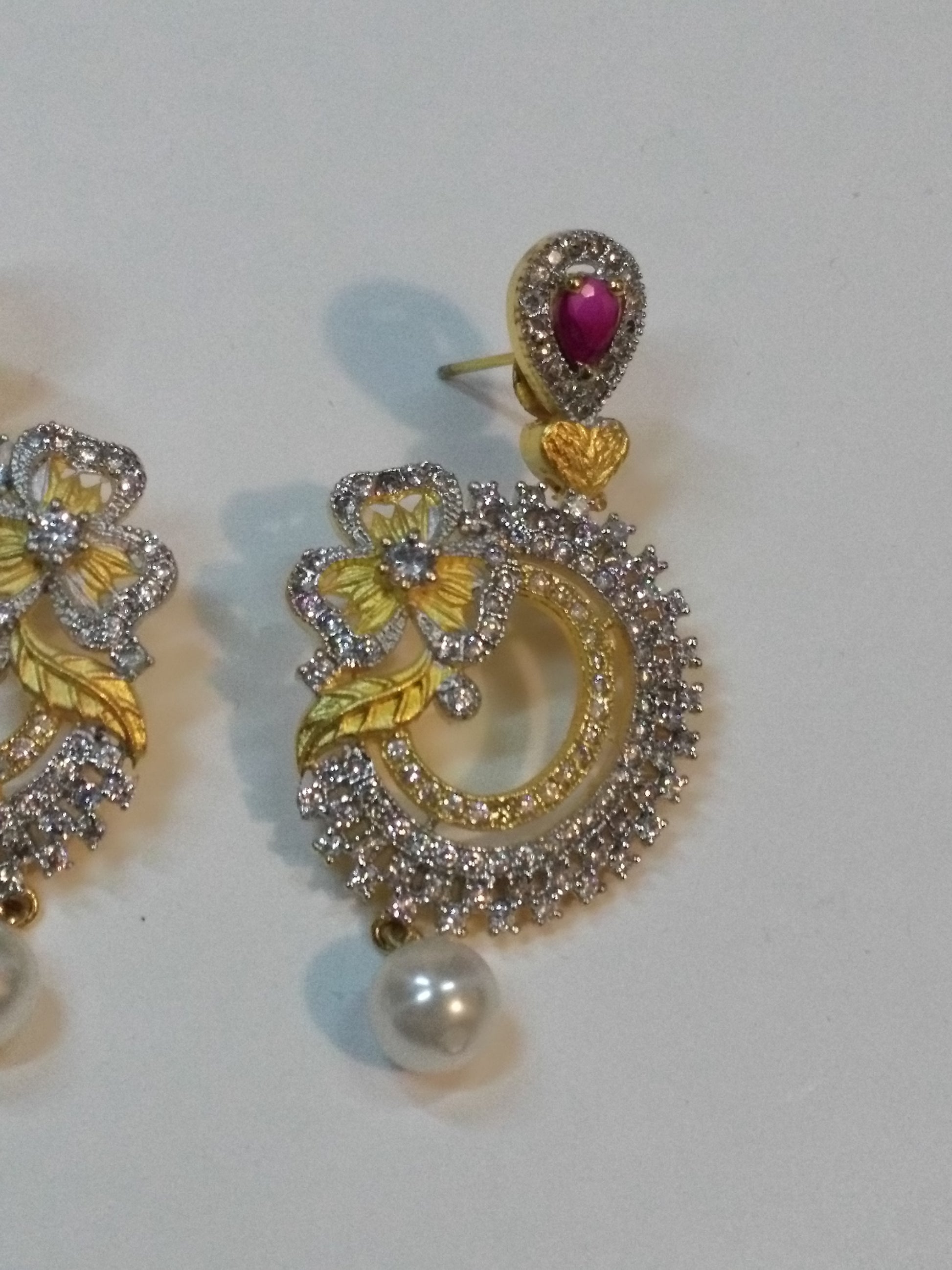 Baubles & Bells Earrings with white stones & zircons - NATASHAHS