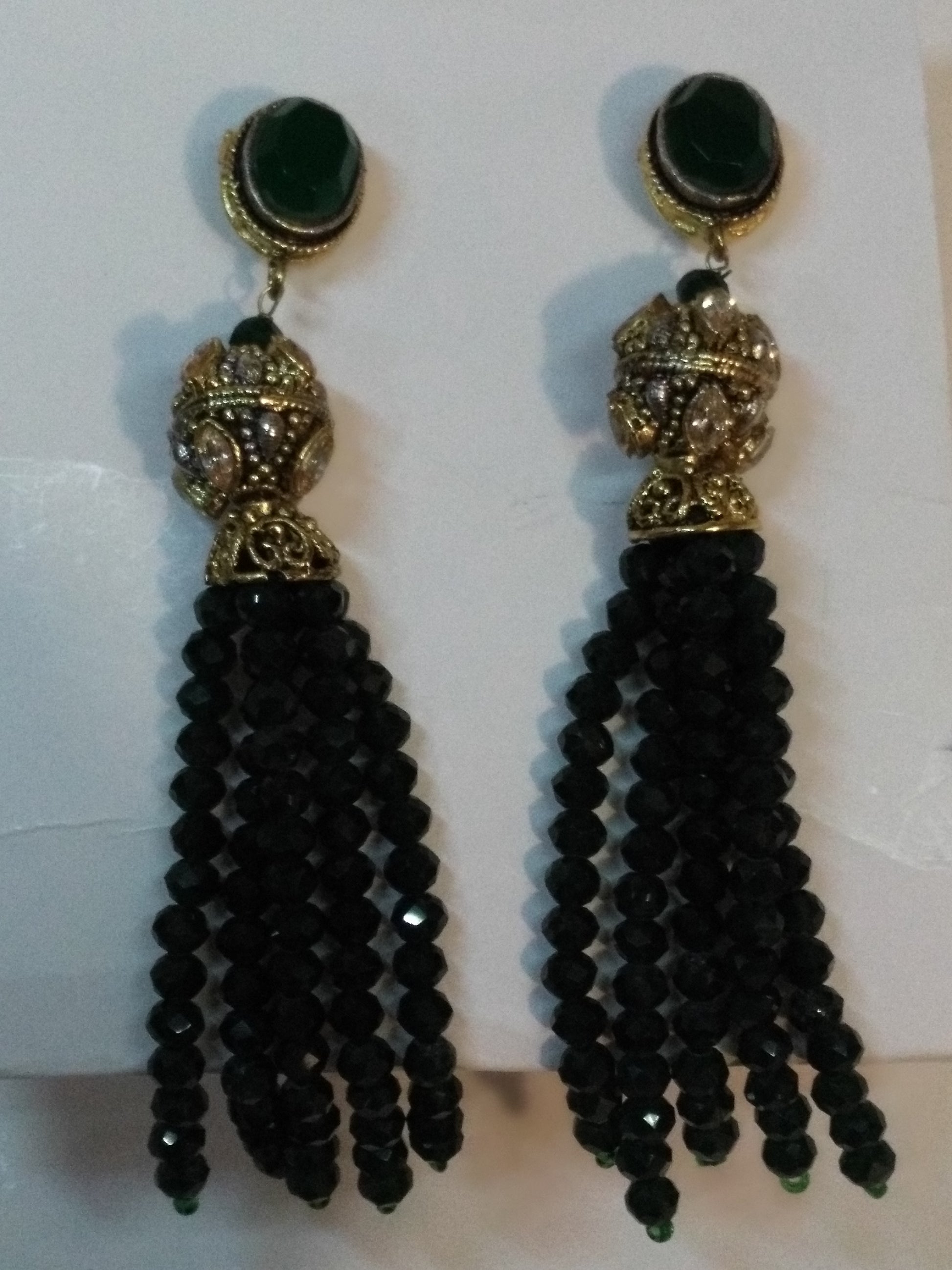 Jelly Fish Style Black colored layered handing bead strands - NATASHAHS