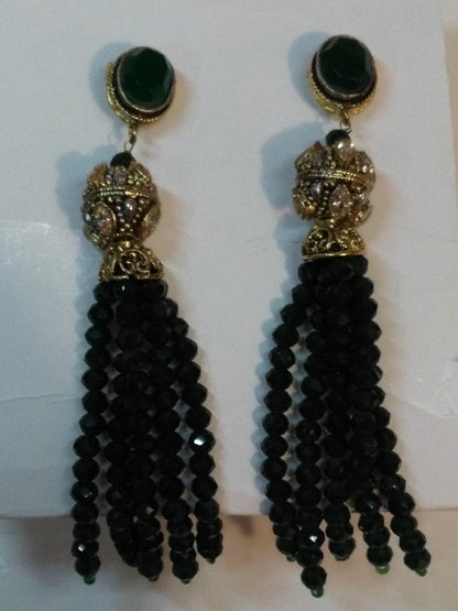 Jelly Fish Style Black colored layered handing bead strands - NATASHAHS