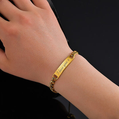 Custom Name Bracelets Stainless Steel Engrave Date Bracelet Personalized Bangles Women Men ID Memory Jewelry Gift - NATASHAHS