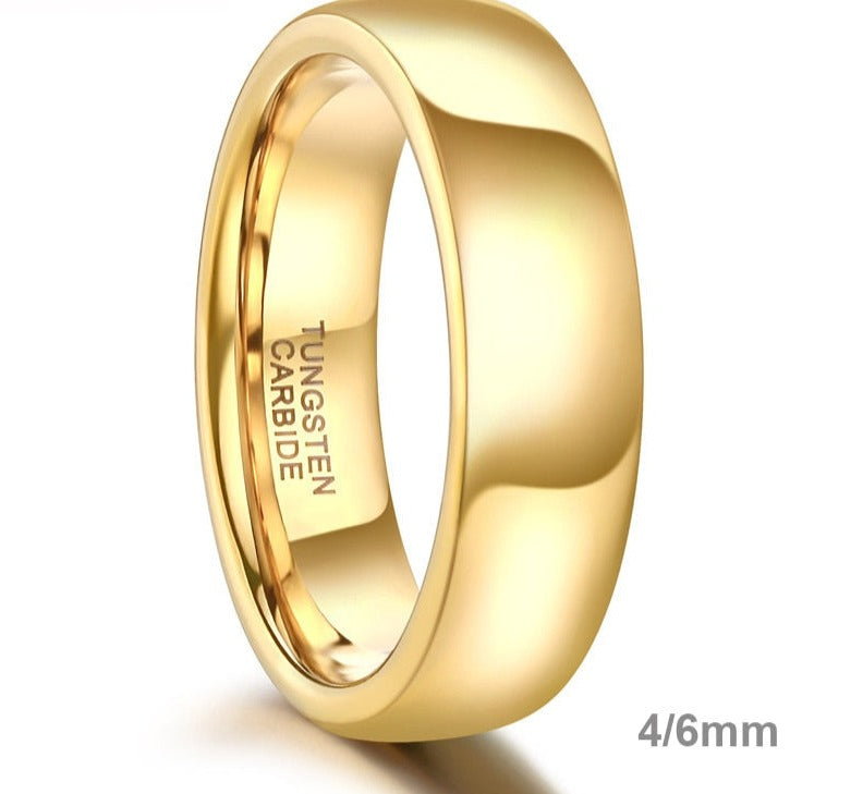 Gold Color Tungsten Ring Couple for Men Women Classic Wedding/Engagement Band 4/6mm Special Write Engraving Name/Logo/Date - NATASHAHS