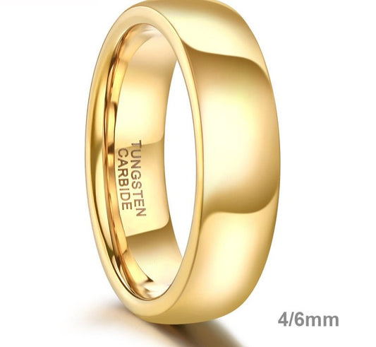 Gold Color Tungsten Ring Couple for Men Women Classic Wedding/Engagement Band 4/6mm Special Write Engraving Name/Logo/Date - NATASHAHS