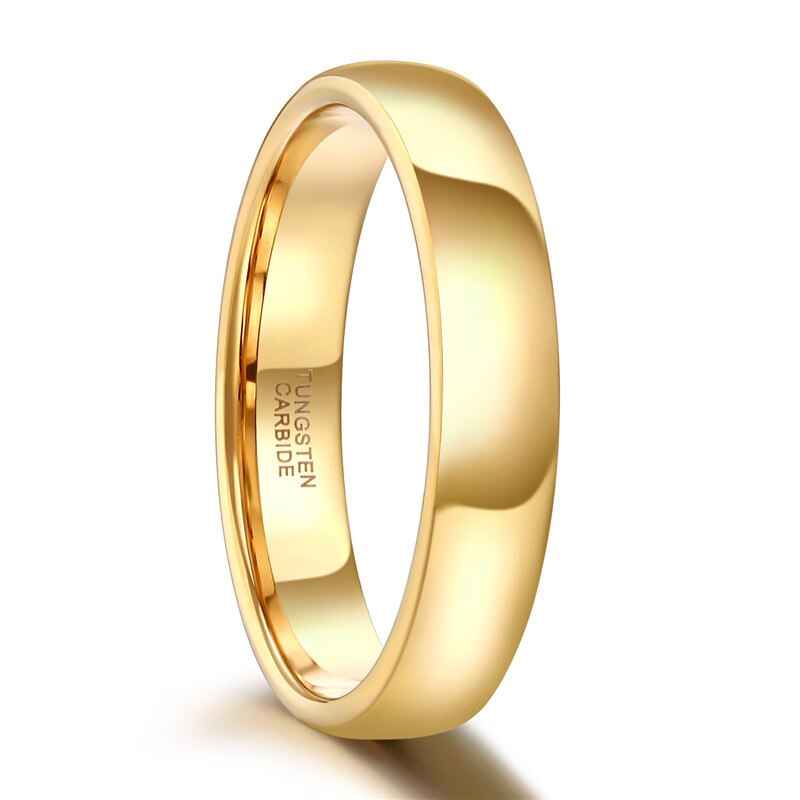 Gold Color Tungsten Ring Couple for Men Women Classic Wedding/Engagement Band 4/6mm Special Write Engraving Name/Logo/Date - NATASHAHS