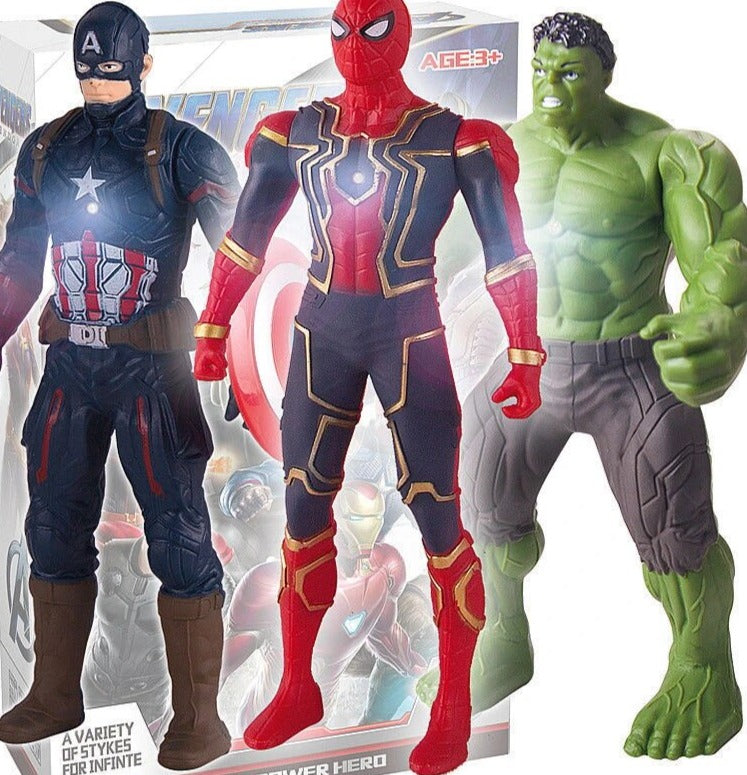 Captain America Anime Action Figure Toy Children Christmas Gift Spider Man k Pvc Movable Luminous Doll Collection Model Boys Kids Toy - NATASHAHS