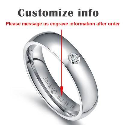 Classic Wedding Rings for Women Men Gold Color Stainless Steel Couple Band Anniversary Personalized Name Lovers Gift - NATASHAHS