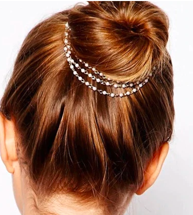 Hair Cuff Pin Clip 2 Combs Tassels Simulated Pearl Chains Head Band Fashion Party Wedding Accessories Hair Jewelry - NATASHAHS