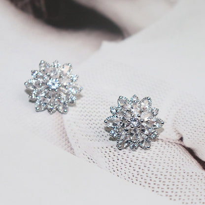 Natashahs Zircon Sun Flower Stud Earrings Cubic Zirconia Flowers Stud Earrings For Women - NATASHAHS