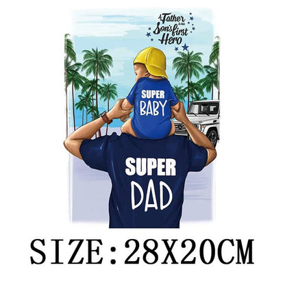 Russian Mom&Father Patches For Clothing DIY T-shirt Patches Iron On Heat Transfers Daughter&Son Thermal Sticker On Clothes - NATASHAHS