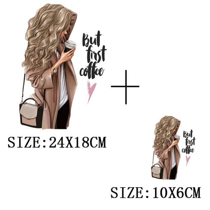 Fashion Lady Thermo Transfer Sticker On Clothes Vogue Girl Iron On Patches For Clothing DIY Washable T-shirt Clothes Sticker Set - NATASHAHS