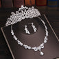 3PCS Rhinestone Crystal Butterfly Bridal Jewelry Sets Necklace Earring Tiara Set Wedding Hair Ornaments African Bead Jewelry Set - NATASHAHS