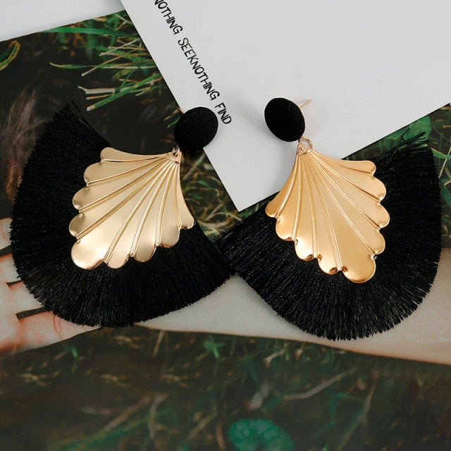 Fashion Bohemian Big Tassel Dangle Drop Earrings for Women Statement Wedding Red Fringe Female Earrings - NATASHAHS