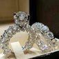 Natashahs Crystal Female Zircon Wedding Ring Set New Fashion Silver color Bridal Ring Jewelry Love Engagement Party Rings For Women - NATASHAHS