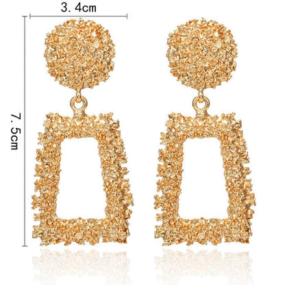 Natashahs Vintage Earrings Large for Women Statement Earrings Geometric Gold Metal Pendant Earrings Trend Fashion Jewelry - NATASHAHS
