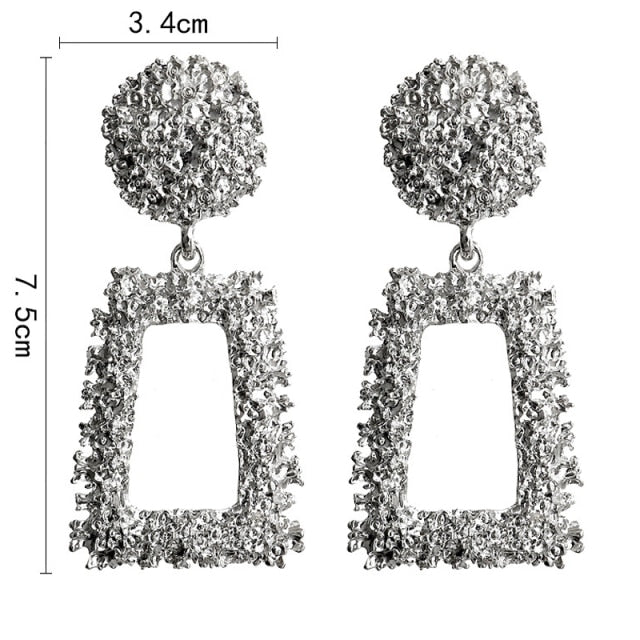 Natashahs Vintage Earrings Large for Women Statement Earrings Geometric Gold Metal Pendant Earrings Trend Fashion Jewelry - NATASHAHS