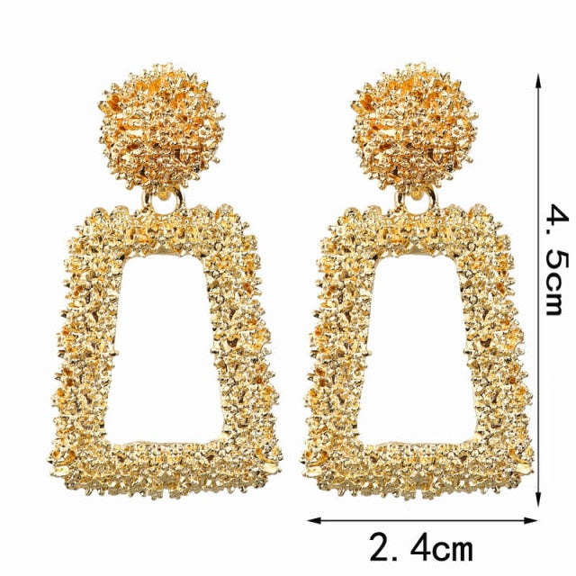 Natashahs Vintage Earrings Large for Women Statement Earrings Geometric Gold Metal Pendant Earrings Trend Fashion Jewelry - NATASHAHS