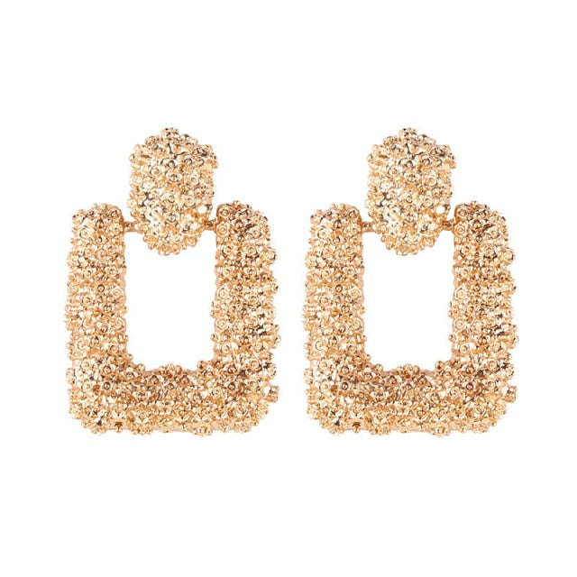 Natashahs Vintage Earrings Large for Women Statement Earrings Geometric Gold Metal Pendant Earrings Trend Fashion Jewelry - NATASHAHS