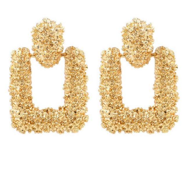 Natashahs Vintage Earrings Large for Women Statement Earrings Geometric Gold Metal Pendant Earrings Trend Fashion Jewelry - NATASHAHS
