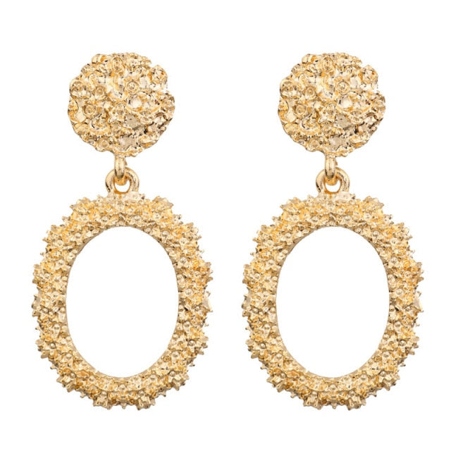 Natashahs Vintage Earrings Large for Women Statement Earrings Geometric Gold Metal Pendant Earrings Trend Fashion Jewelry - NATASHAHS